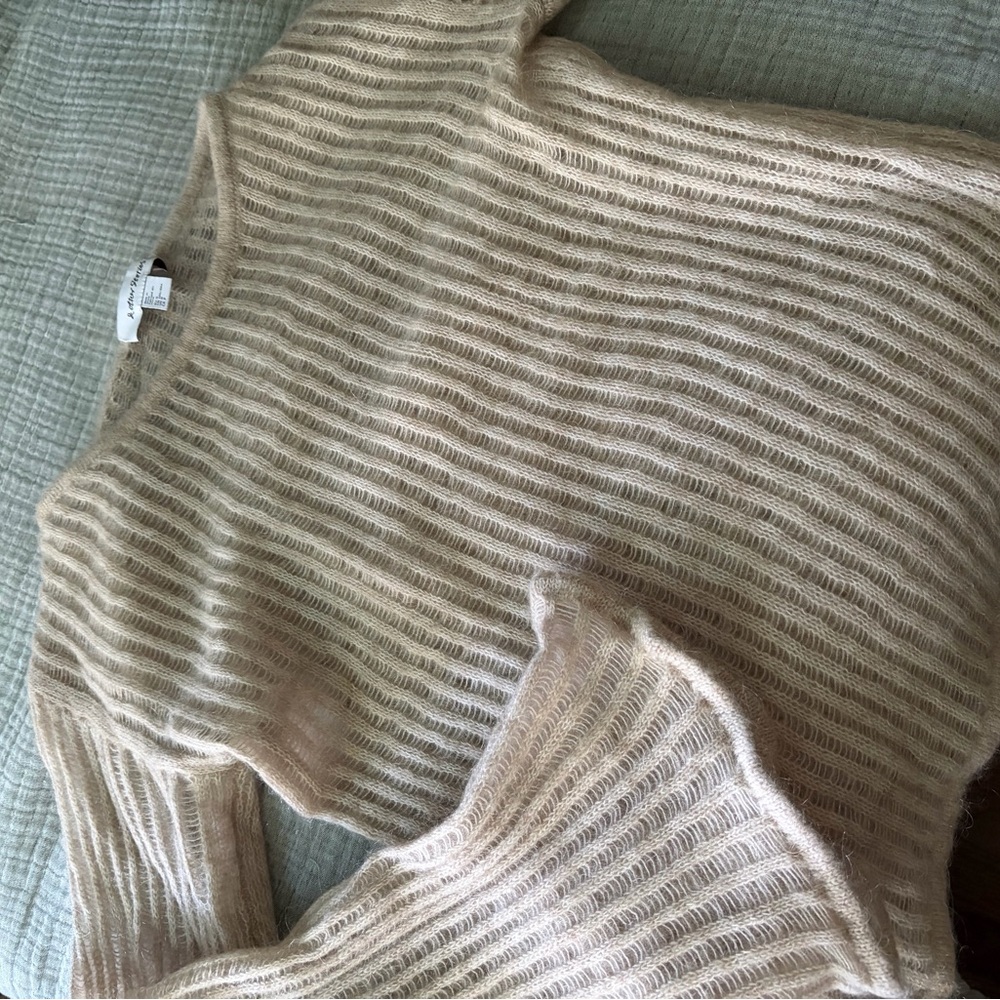 Light Beige Ribbed Knit Women's Sweater